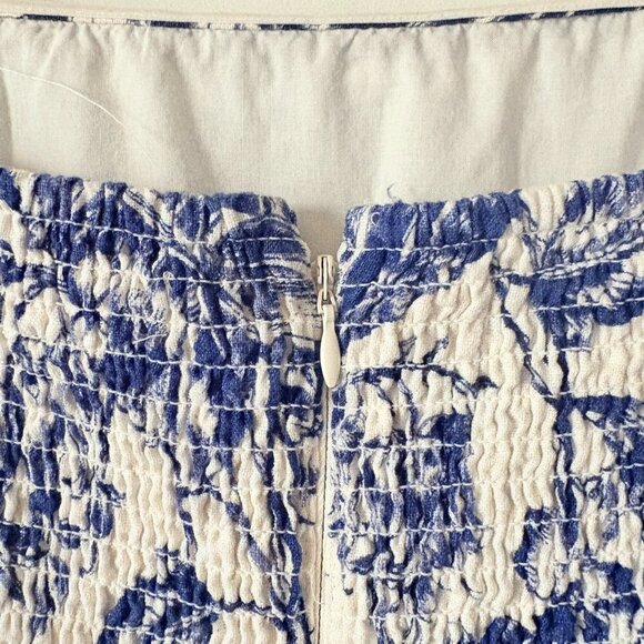 Abercrombie & Fitch Strapless Linen Blend Midi Dress in Blue Floral Size Large - Picture 10 of 10